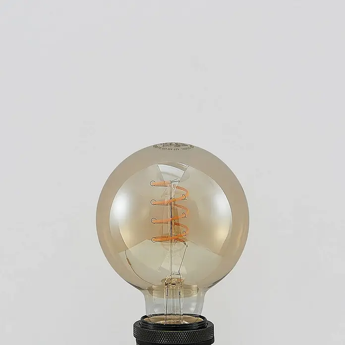 Lucande LED-Lampe E27 G95 LED 4W - E27, Nicht Dimmbar, Warmweiß, 280 lm, 4 W - Vintage LED Globus-Glühbirne mit Rauchglas und Wendelfilament, schwarzer E27 Schraubsockel.