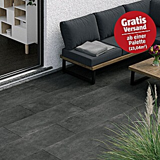 Esterno 20 T by Palazzo Terrassenfliese Basalt (40 x 120 x 2 cm, Schwarz, Matt)