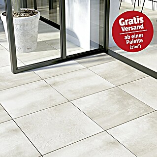 Cersanit Terrassenfliese Beton White (59,3 x 59,3 x 2 cm, Weiß, Matt)