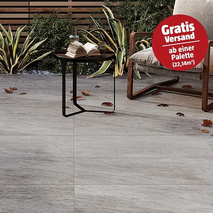 Atlas Concorde Solution Regent Terrassenfliese Silver - 45 x 90 x 2 cm, Silbergrau, Matt - Helle graue Terrassenfliesen mit strukturierter Oberfläche, die einen natürlichen Look für den Gartenbereich bieten.