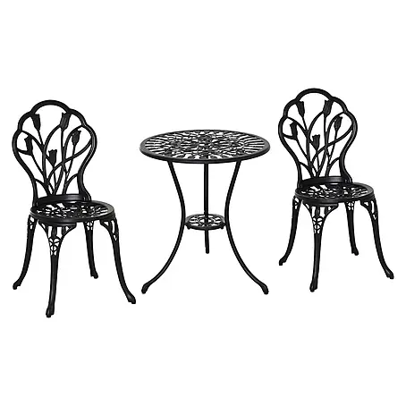 Outsunny  Gartenstuhl-Set 3-teilig, mit Tisch