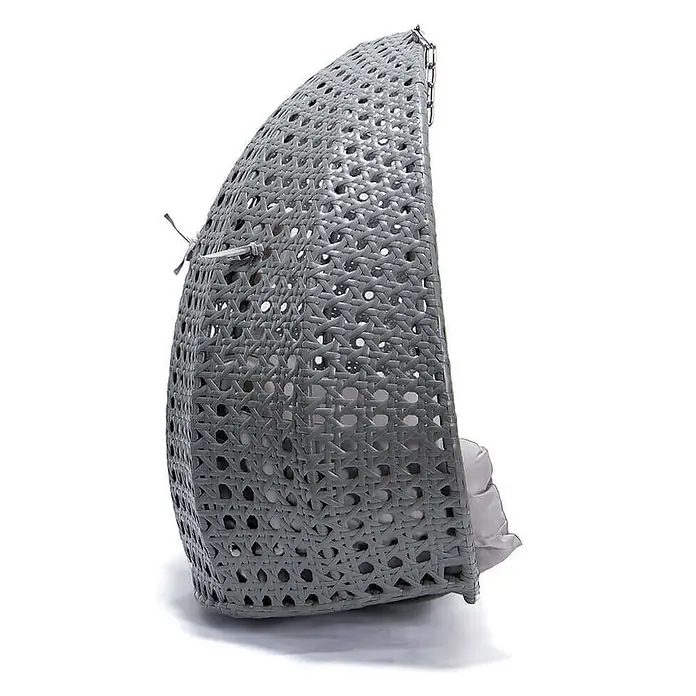 Home Deluxe Hängesessel TWIN Korb inkl. Kissen - Kunststoff, Grau - Grauer gewebter Hängesessel-Korb mit hellen Kissen, mit stabiler Kette zum Aufhängen.