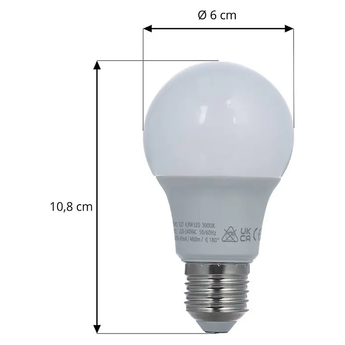 Arcchio LED-Lampe E27 LED 4,9W - E27, Nicht Dimmbar, Warmweiß, 480 lm, 4,9 W - Weiße E27 LED-Lampe, 10,8 cm hoch, 6 cm Durchmesser.