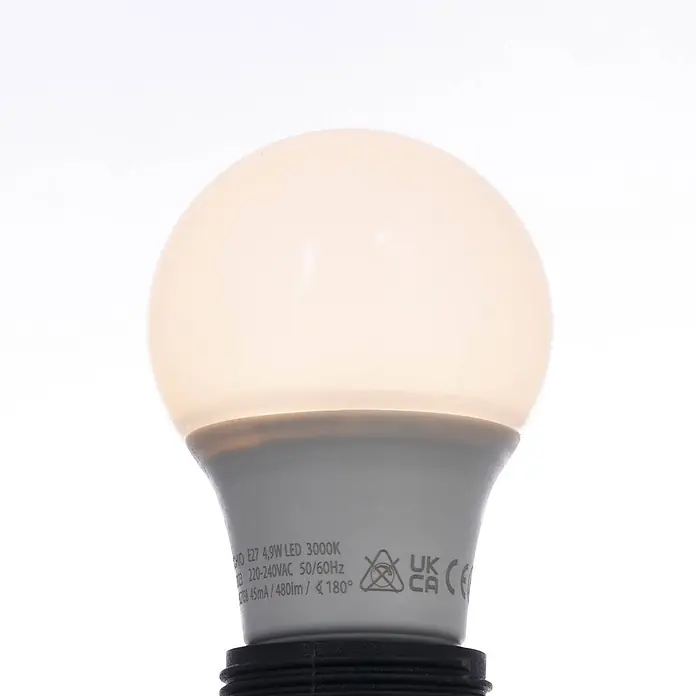 Arcchio LED-Lampe E27 LED 4,9W - E27, Nicht Dimmbar, Warmweiß, 480 lm, 4,9 W - Beleuchtete LED-Glühbirne mit milchweißem Glas und grauem Sockel, mit Spezifikationen.