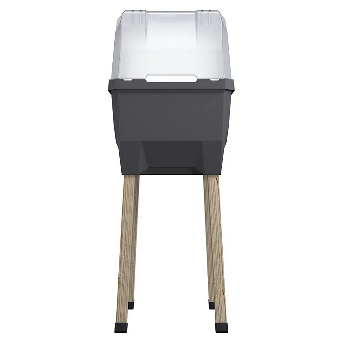 Gusta Garden Hochbeet Sammy Salad - 79 x 37,5 x 95 cm, Kunststoff, Anthrazit - Dunkelgraues Hochbeet mit transparenter Abdeckung und Holzbeinen.