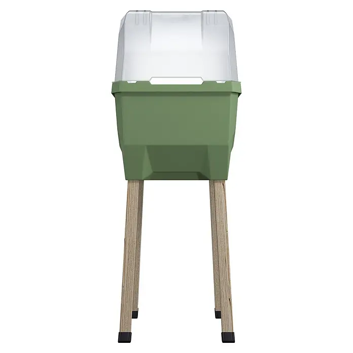 Gusta Garden Hochbeet Sammy Salad - 79 x 37,5 x 95 cm, Kunststoff, Dunkelgrün - Grünes Hochbeet mit transparenter Kunststoffhaube und Holzbeinen.