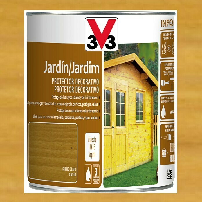 V33 Protección para madera jardín (Roble claro, 2,5 l)
