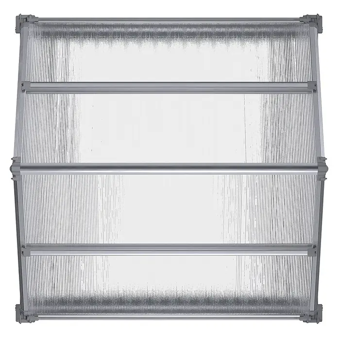Westmann Hochbeet Store & Grow - 120 x 120 x 169 cm, Stahl, Anthrazit - Transparentes Wellpolycarbonat-Gewächshauspaneel mit silbernem Aluminiumrahmen.