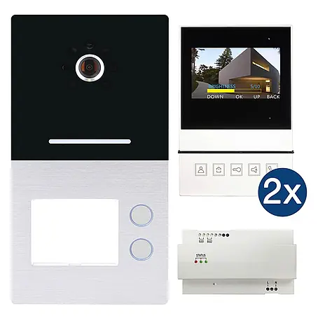 Türsprechanlage HHG 2-Familien-Set Villa AP mit Monitor Basic