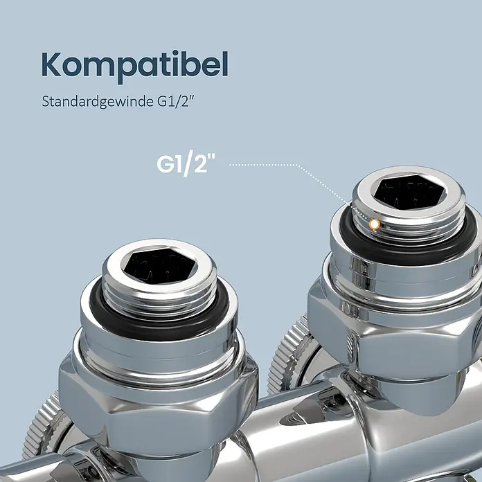 Emke Thermostatventil HTR - Durchgangsventil - Glänzendes verchromtes Sanitär-Anschlussstück mit G1/2"-Standardgewinde.