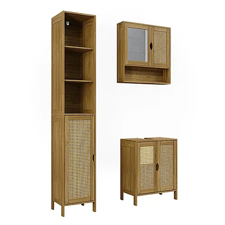 Vicco  Badmöbel-Set Liora Bambus 3 Teile