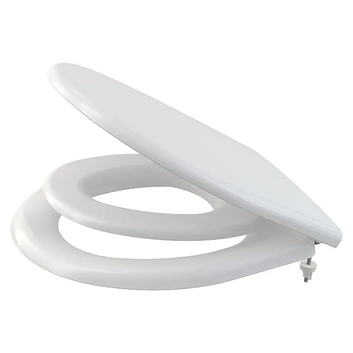 Alcadrain WC-Sitz Alcadrain A603 WC-Sitz universal mit Kindersitz, Duroplast - Weiß - Weißer Toilettensitz und Deckel, teilweise hochgeklappt.