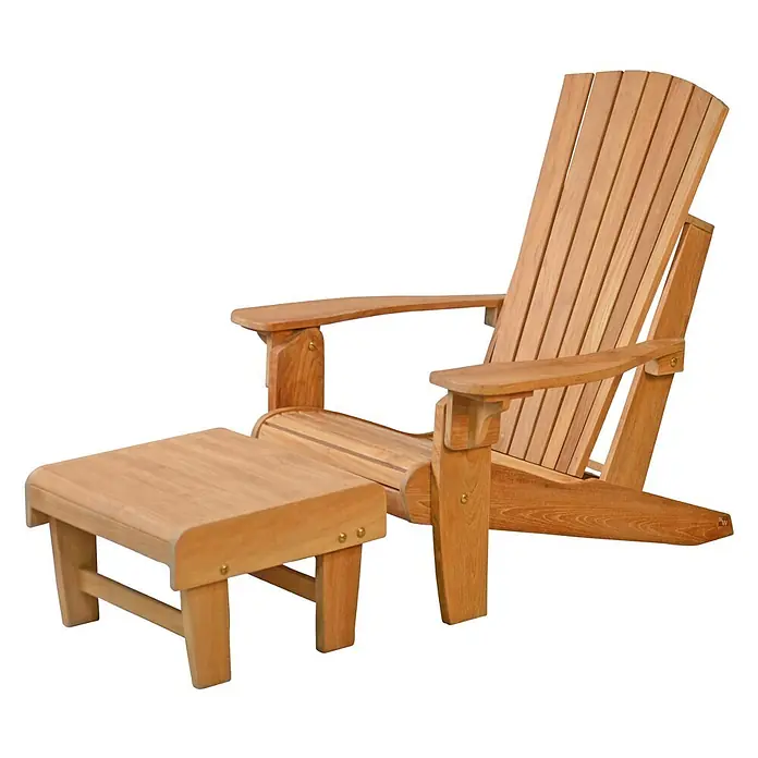 Kai Wiechmann Gartenhocker - Teakholz, Klappbar, braun - Adirondack-Stuhl aus Naturholz mit passendem Hocker für entspannte Stunden im Freien.