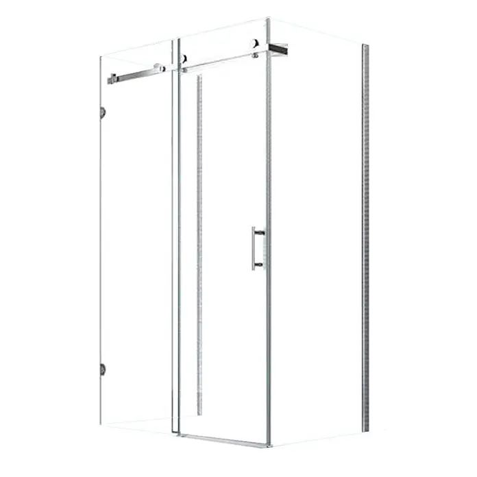 Glaszentrum Hagen U-Duschkabine 80x120x80x195 cm Hebe Duschkabine inkl. Tasse + Siphon - Imprägniert, Farblos - Klare Glasschiebeduschkabine mit silbernen Metallbeschlägen und Rahmen für Eckmontage.