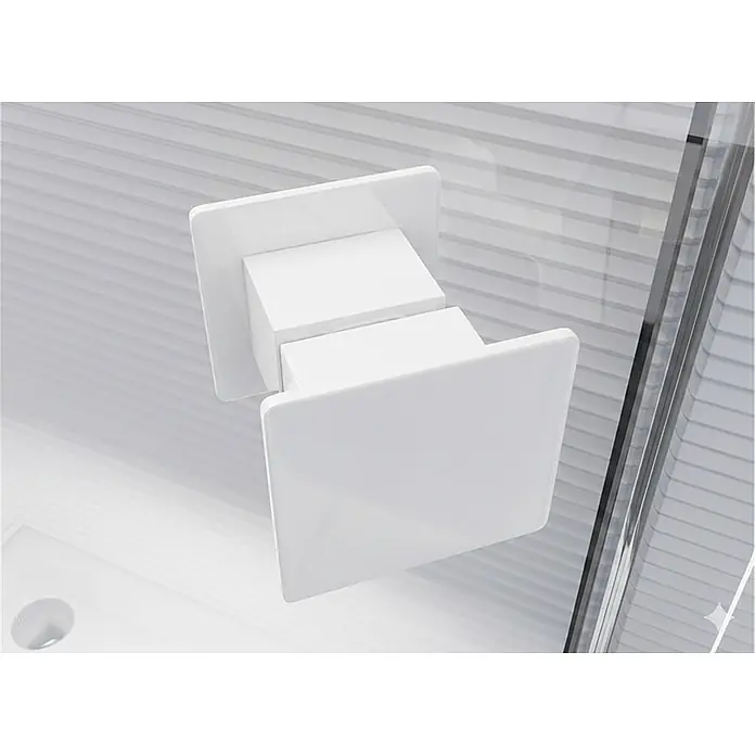 Glaszentrum Hagen U-Duschkabine 90x120x90x195 cm Ares U-Duschkabine Weiß - Imprägniert, Farblos - Weißer quadratischer Griff, der durch eine Glasduschwand verbindet.