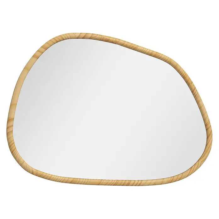 Homcom Wandspiegel - 2 x 50 cm, Naturholz - Kieselsteinförmiger Spiegel mit hellem Holzrahmen.