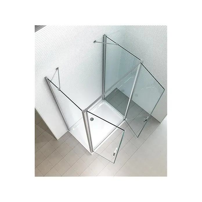 Glaszentrum Hagen U-Duschkabine 100x100x100x195cm Mille U-Duschkabine - Imprägniert, Farblos - Eckduschkabine mit Klarglasscheiben, Chromrahmen und weißer Duschwanne. Mehrere Drehtüren.