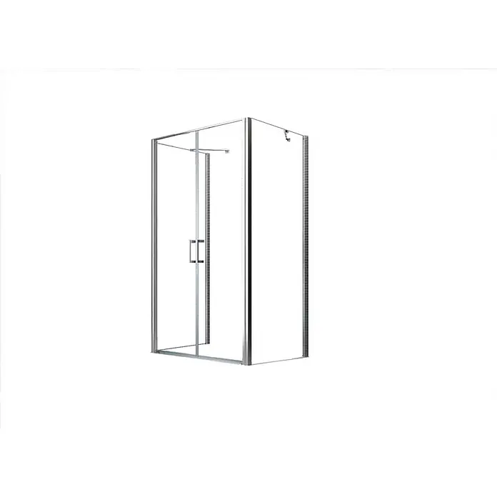 Glaszentrum Hagen U-Duschkabine 100x100x100x195cm Mille U-Duschkabine - Imprägniert, Farblos - Transparente Glasduschkabine mit silbernem Metallrahmen und Griffen.