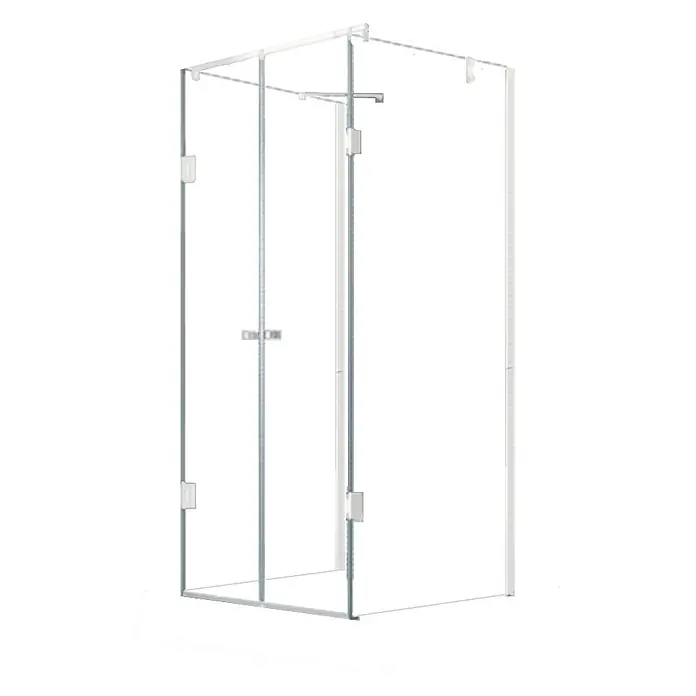 Glaszentrum Hagen U-Duschkabine 100x120x100x195 cm Ares U-Duschkabine Weiß - Imprägniert, Farblos - Duschkabine aus Klarglas mit silberfarbenen Metallbeschlägen.