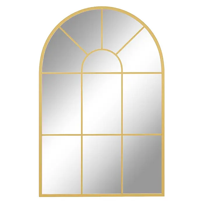 Homcom Wandspiegel - 2 x 91 cm, Gold - Dekorativer gewölbter Wandspiegel mit goldfarbenem Rahmen und Sprossenteilung.