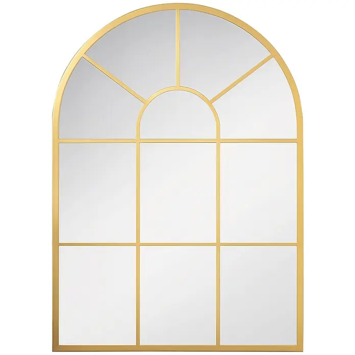 Homcom Wandspiegel - Gold - Goldener Bogenfensterspiegel mit Sprossendesign.