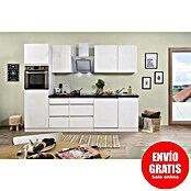 Respekta Premium Composición de cocina (Ancho: 280 cm, Con dispositivos eléctricos, Blanco de alto brillo)