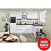 Respekta Premium Cocina esquinera (280 x 172 cm, Con dispositivos eléctricos, Blanco de alto brillo)