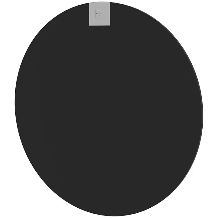 Homcom Wandspiegel - 1 x 61 cm, Durchmesser: 61 cm, Schwarz - Rundes schwarzes Paneel mit einer grauen Montagehalterung auf der Rückseite.