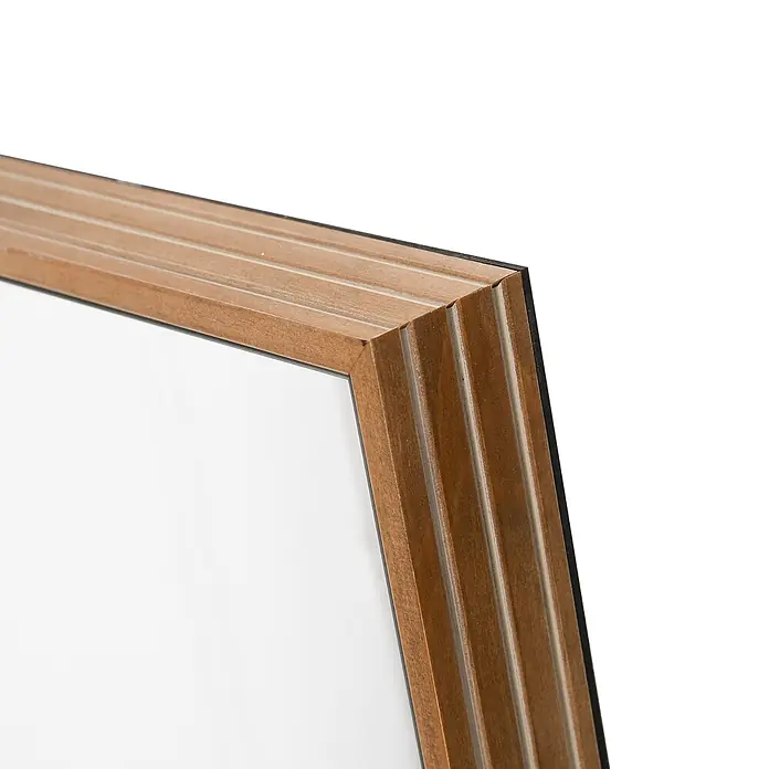 Homcom Wandspiegel - 5 x 125 cm - Ecke eines hellbraunen Holzbilderrahmen mit drei gerippten Details und weißem Einsatz.