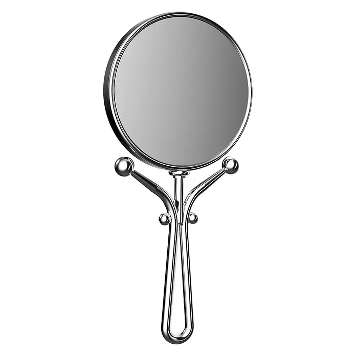 Calmwaters Kosmetikspiegel - Durchmesser: 12,7 cm, Rund, Chrom, Vergrößerung 1: 500 % - Verchromter runder Tischspiegel mit dekorativem Metallständer.