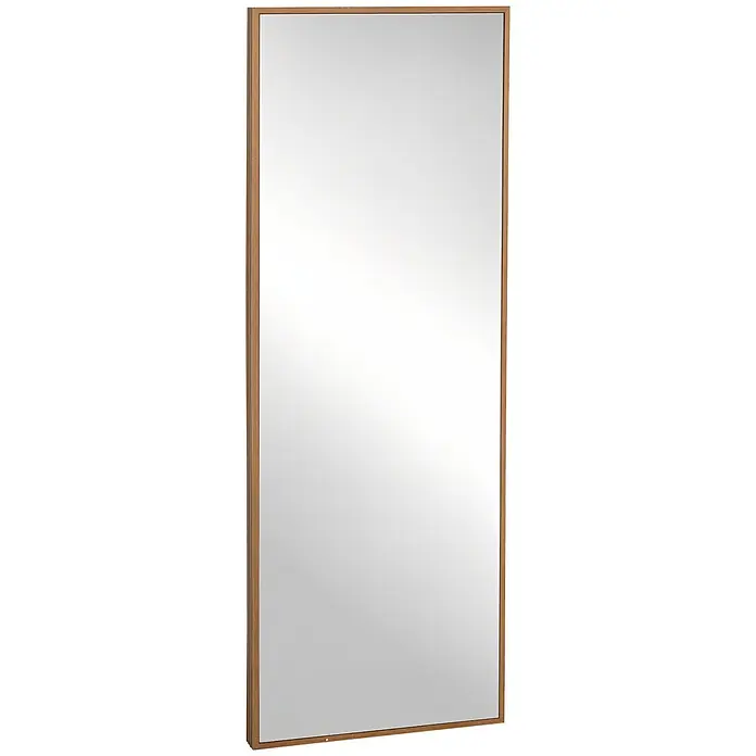 Homcom Wandspiegel - 5 x 125 cm - Rechteckiger Spiegel mit hellbraunem Holzrahmen.