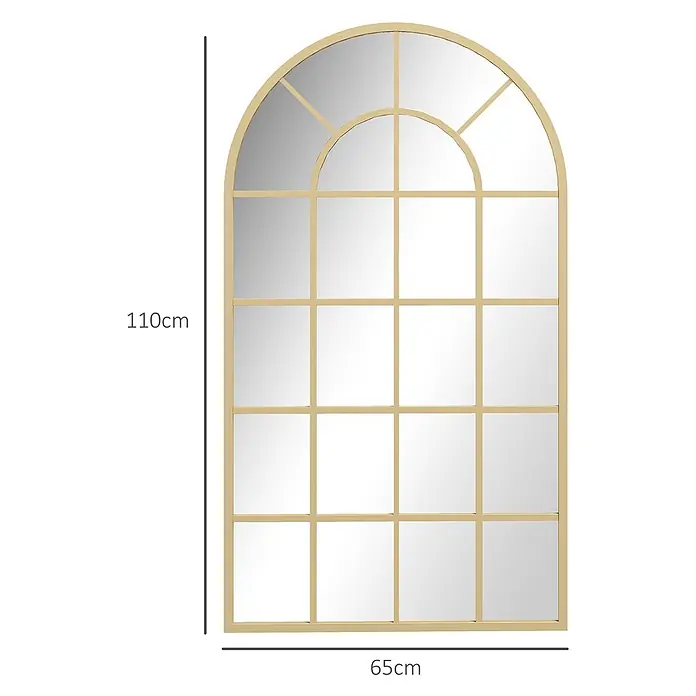 Homcom Wandspiegel - 2,5 x 110 cm, Gold - Gewölbter Spiegel mit goldenem Rahmen und mehreren Scheiben, 110x65cm.