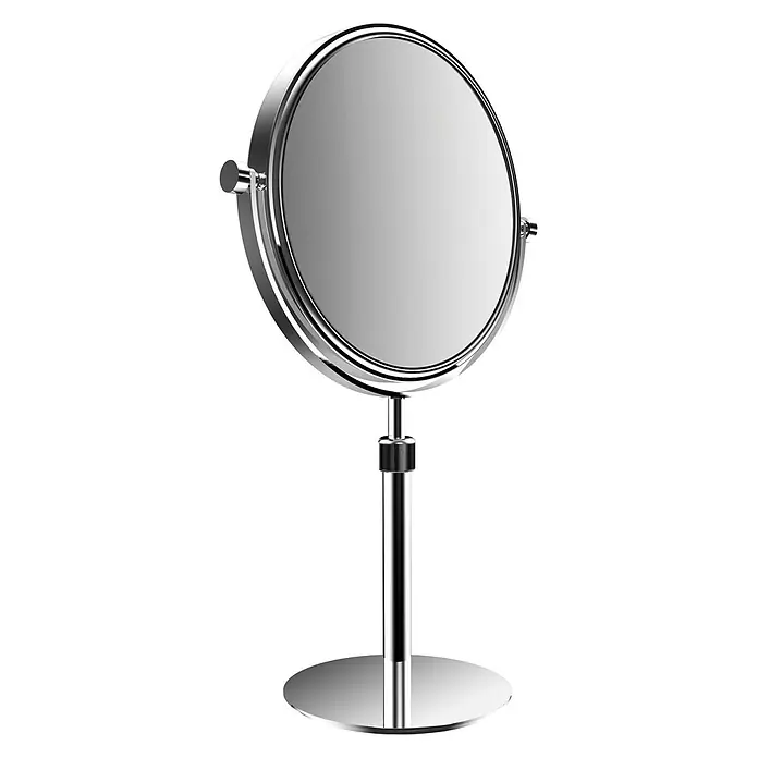 Calmwaters Kosmetikspiegel - Durchmesser: 20,1 cm, Rund, Chrom, Vergrößerung 1: 500 % - Chromfarbener Stand-Kosmetikspiegel mit verstellbarem Schwenkkopf und rundem Fuß.