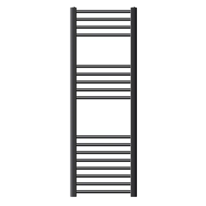 LuxeBath Elektro-Badheizkörper Handtuchwärmer Elektrisch 400x1200 mm Anthrazit gerade mit Heizstab 900W -  - Dunkelgrauer Metall-Handtuchheizkörper mit mehreren horizontalen Stäben.