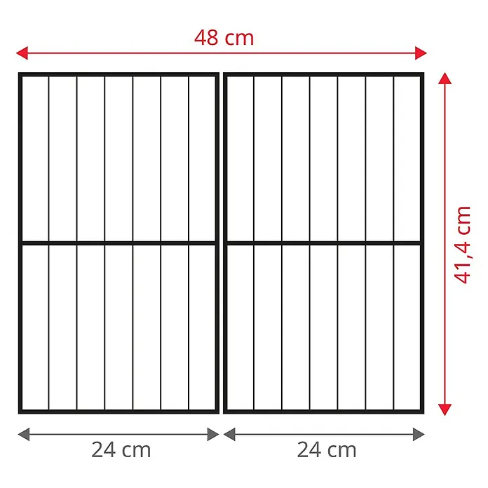 TAINO Gasgrill BLACK 2+1 - 3,5 kW, Anzahl Brenner: 3 Stk. - Schwarzes Metallgitterpaneel, 48x41,4 cm, mit Maßen für modulare Systeme.