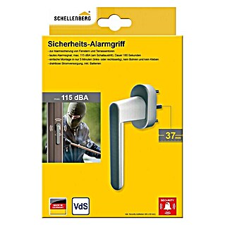 Schellenberg Alarm-Fenstergriff (Vierkantstift: 37 mm, Silber, DIN Anschlag: Links/Rechts)