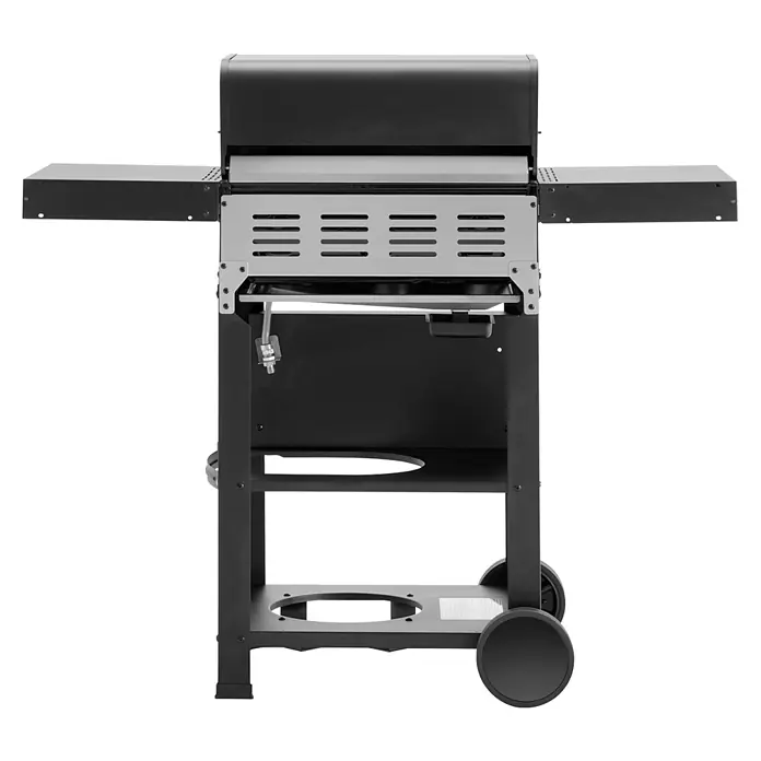 TAINO Gasgrill WABAYA 3+0 - 2,5 kW, Anzahl Brenner: 3 Stk. - Schwarzer Gasgrill mit Seitenablagen, silberner Lüftungsblende und Rollen für Mobilität. Unteres Regal mit Gastankhalterung.