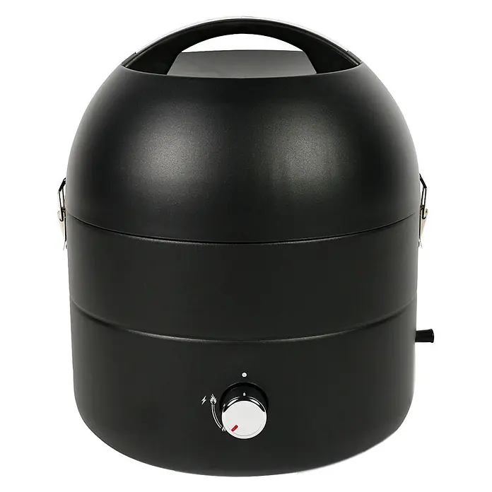 TAINO Gasgrill To-Go - 2,5 kW, Anzahl Brenner: 1 Stk. - Matter schwarzer tragbarer Grill mit Tragegriff und Gasregler.