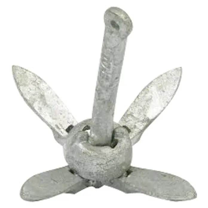 Seilflechter Ancla plegable - 700 g, Acero - Primer plano de un ancla plegable galvanizada para barcos. El ancla es apta para su uso en agua dulce y salada.