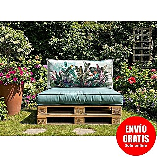 Conjunto de jardín de palets Selva (L x An x Al: 120 x 80 x 16 cm, Multicolor/Azul, Palet: Natural)