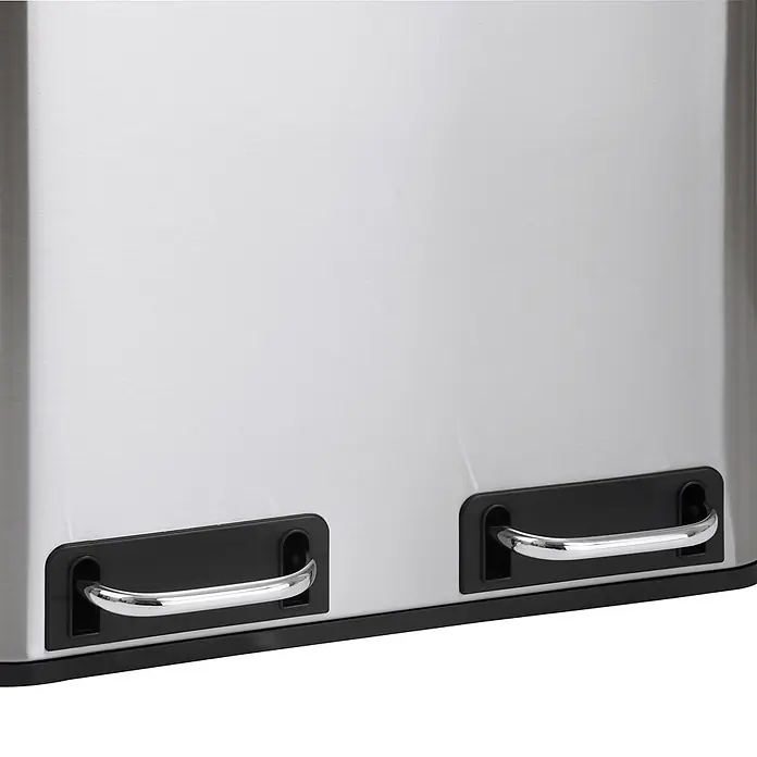 SVITA Treteimer TM2X15 - 30 l, Edelstahl, Silber - Gebürsteter Edelstahl-Doppeltretmülleimer mit schwarzen Fußpedalen und Chromgriffen.