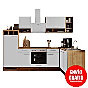 Respekta Cocina modular completa esquinera Hilde (Ancho: 280 cm, Blanco, Mate, Efecto madera, Sin electrodomésticos) | BAUHAUS