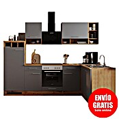 Respekta Cocina modular completa esquinera Hilde (Ancho: 280 cm, Gris, Mate, Efecto madera, Sin electrodomésticos) | BAUHAUS
