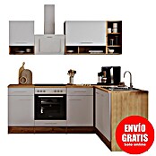 Respekta Cocina modular completa esquinera Hilde (Ancho: 220 cm, Blanco, Mate, Efecto madera, Sin electrodomésticos) | BAUHAUS