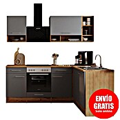 Respekta Cocina modular completa esquinera Hilde (Ancho: 220 cm, Gris, Mate, Efecto madera, Sin electrodomésticos) | BAUHAUS