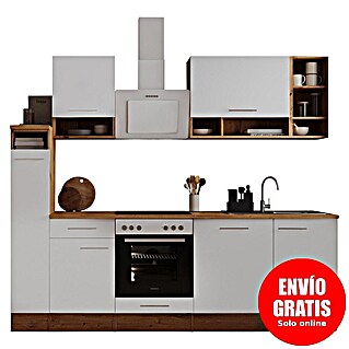 Respekta Cocina modular completa Hilde (Ancho: 250 cm, Blanco, Mate, Sin electrodomésticos, Efecto madera)