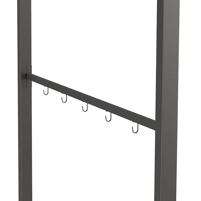 Outsunny Grillpavillon - Farbe Gestell: Schwarz, Metall - Schwarzes Metall-Kleiderregal mit fünf S-Haken zum Aufhängen von Gegenständen.