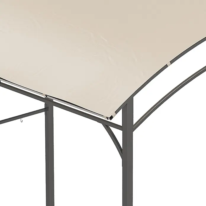 Outsunny Grillpavillon - Farbe Gestell: Schwarz, Metall - Beige Stoffüberdachung auf einem dunkelgrauen Metall-Pergola-Gestell.