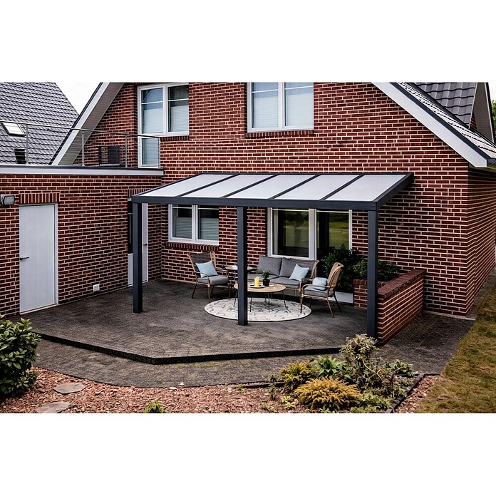 Gardendreams Terrassenüberdachung Elegance (B x T: 500 x 305,5 cm, Anthrazitgrau, Polycarbonat, Opal) | BAUHAUS