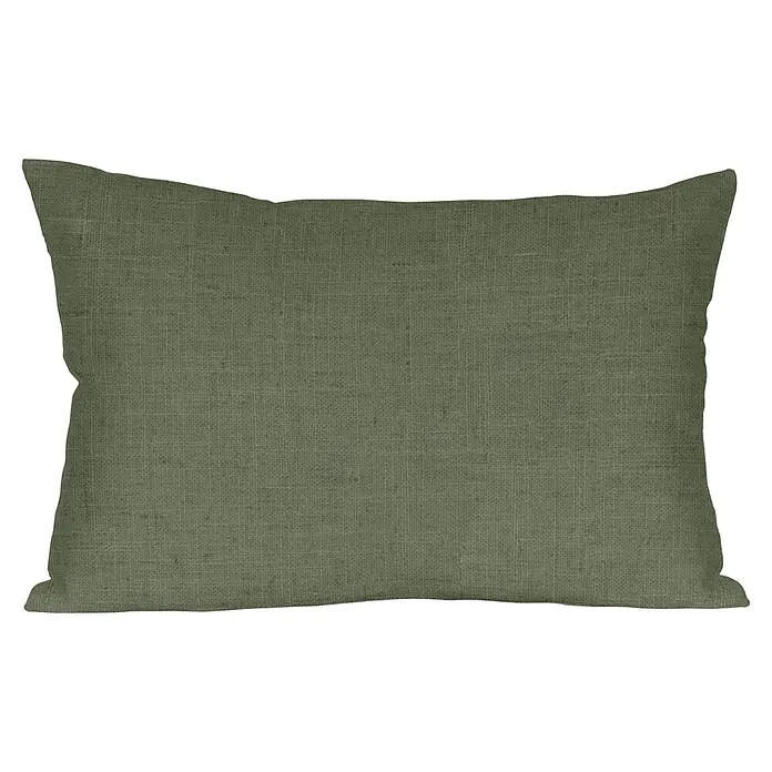 Cojín Grace - 30 x 50 cm, Textil, Verde, Rectangular - Cojín rectangular verde con aspecto de lino y textura de tela visible.
